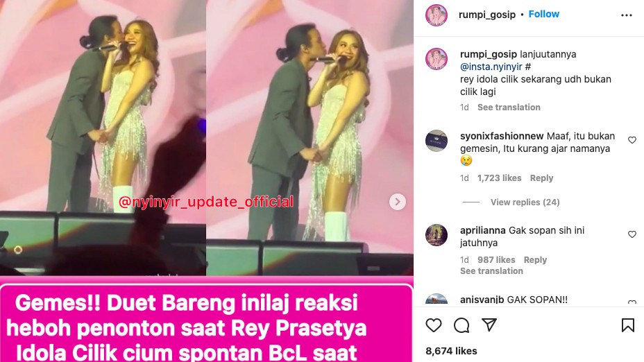 Cium BCL saat Konser, Ray Prasetya Diserbu Kritikan Netizen: Gak Sopan Banget