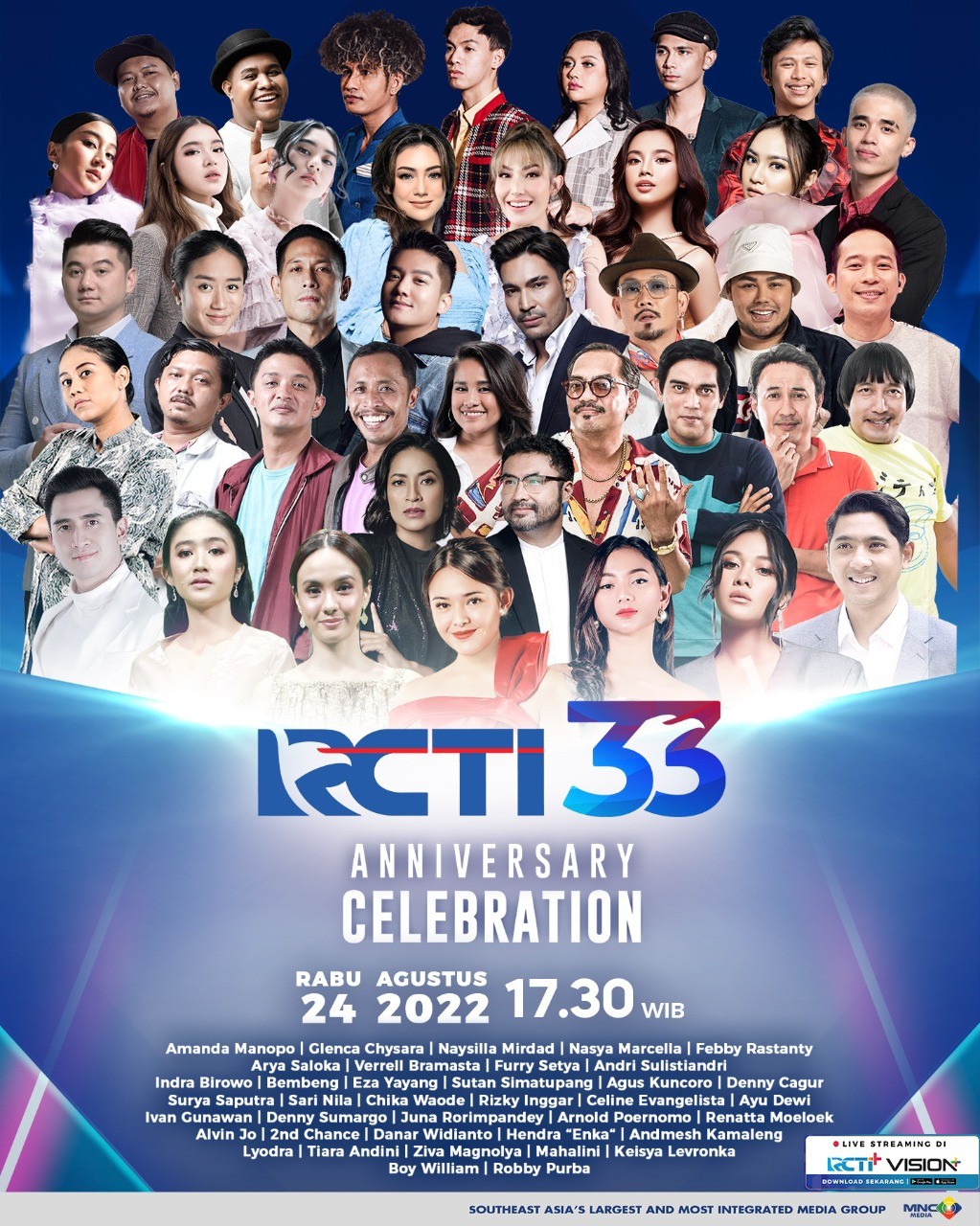 Bertabur Bintang Papan Atas Indonesia! Saksikan Malam Puncak HUT RCTI Ke-33