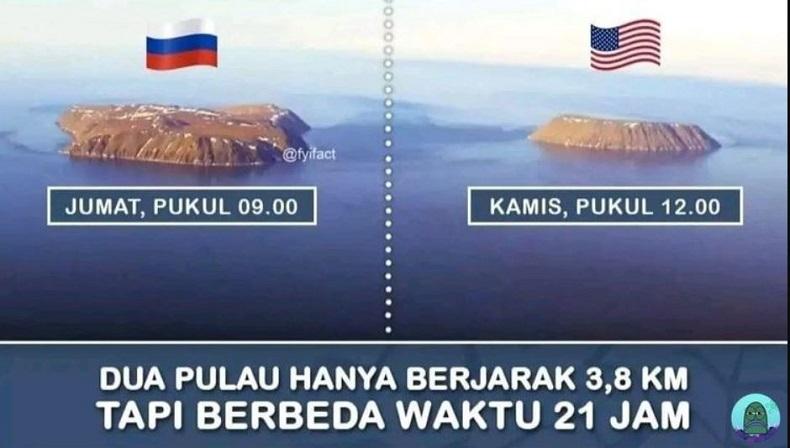 Unik! 2 Pulau Berjarak 3,8 KM tapi Punya Perbedaan Waktu 21 Jam