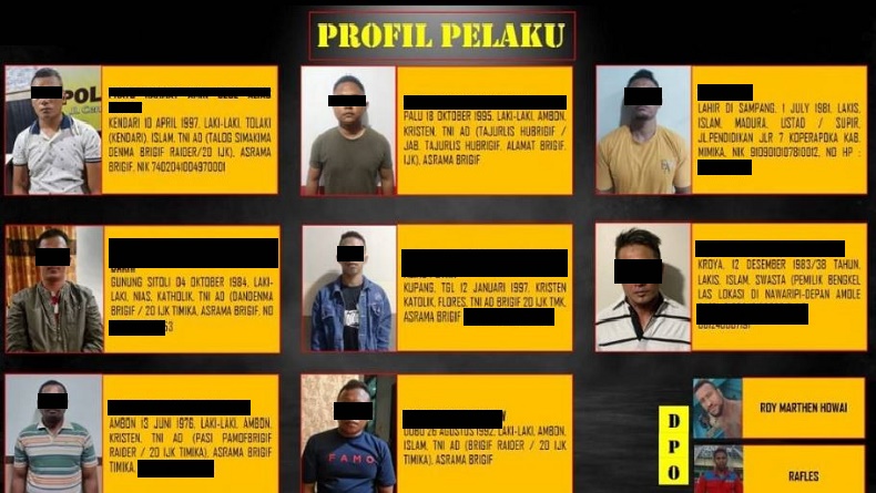 Ini Identitas 6 Anggota TNI Tersangka Pembunuhan di Papua, dari Mayor hingga Prajurit