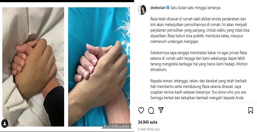 Suami Meninggal Dunia, Ini Postingan Terakhir Dewi Lestari tentang Reza Gunawan di Media Sosial 