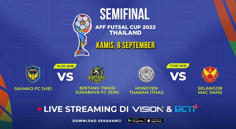 Link Live Streaming Semifinal AFF Futsal Cup 2022 Hari Ini: Bintang Timur Surabaya Vs Sahako