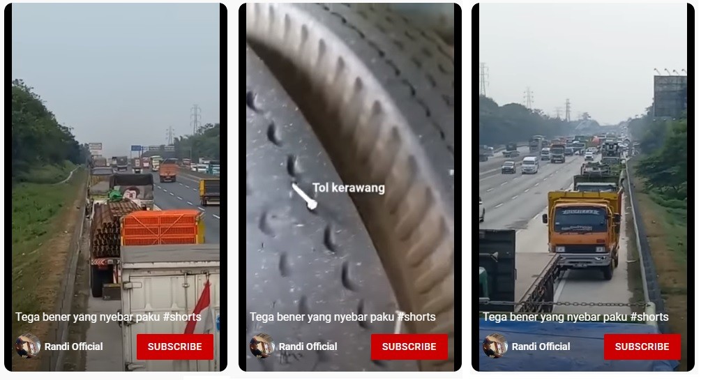 Viral Puluhan Truk Terkena Ranjau Paku di Tol Karawang, Netizen Kasihan Minta Usut Pelaku