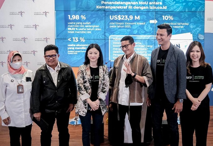  Kemenparekraf Kolaborasi dengan IZIN.co.id Lindungi Hak Kekayaan Intelektual Pelaku Ekonomi Kreatif  