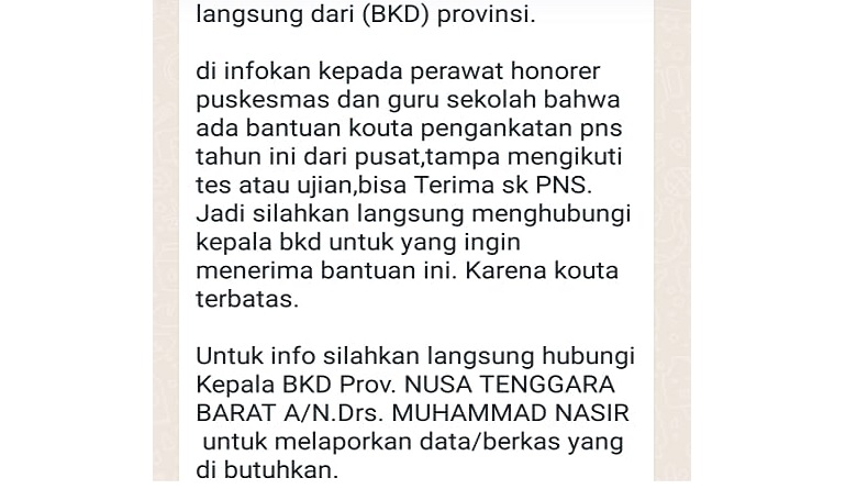 Beredar Isu Pengangkatan Tenaga Honorer Perawat dan Guru di Pemprov NTB, Ini Faktanya