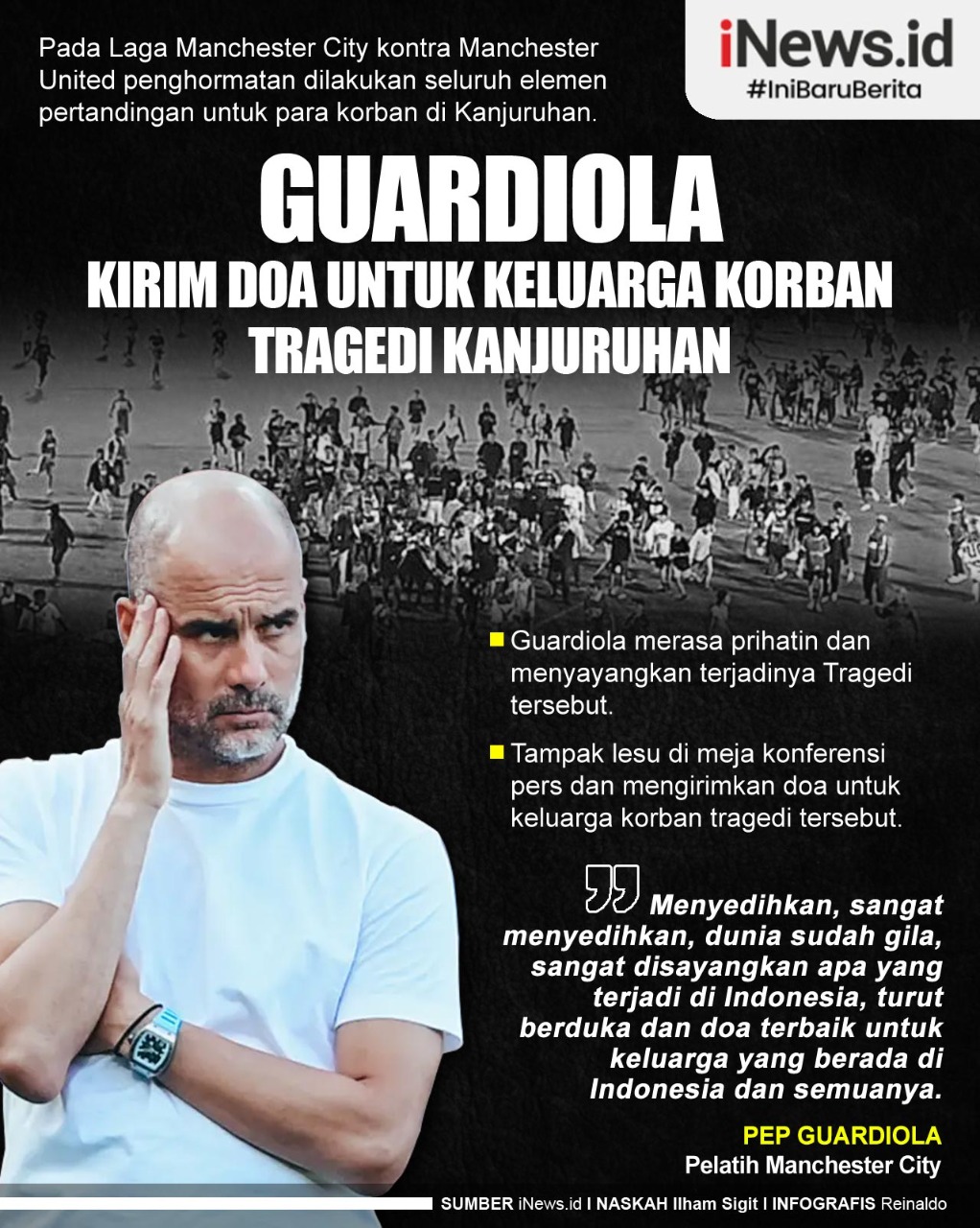 Infografis Guardiola Kirim Doa untuk Keluarga Korban Tragedi Kanjuruhan