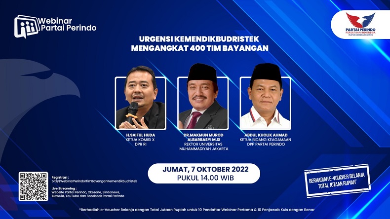 Menteri Nadiem Rekrut 400 Anggota Tim Bayangan, Urgenkah? Simak Pembahasannya di Webinar Partai Perindo Besok