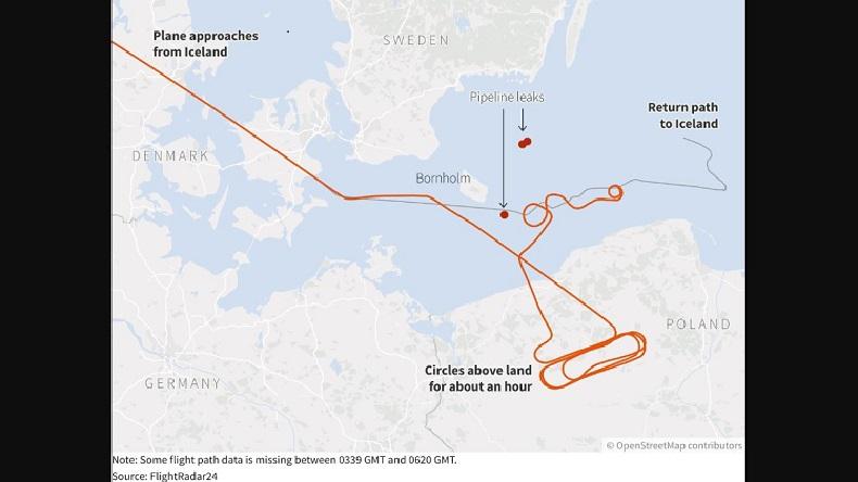Mencurigakan, Pesawat Pengintai AS Terbang di Sekitar Pipa Nord Stream 2 usai Bocor