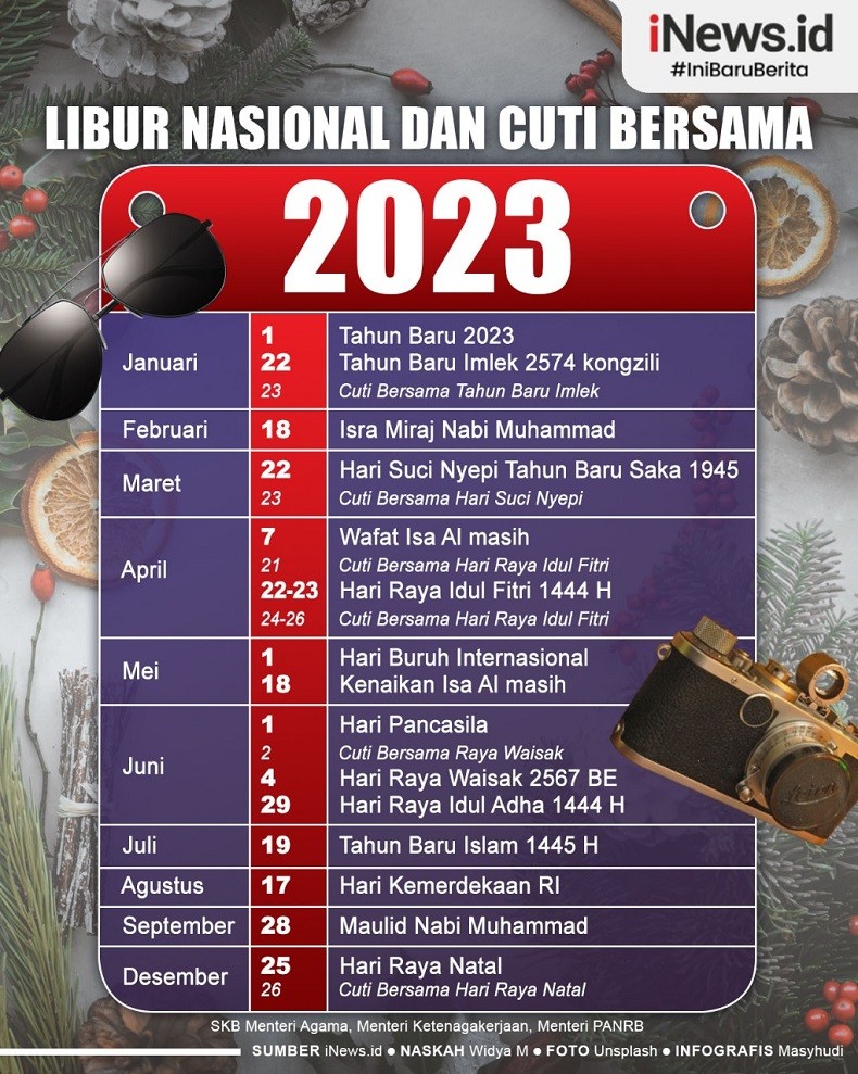 Infografis Libur Nasional dan Cuti Bersama Tahun 2023