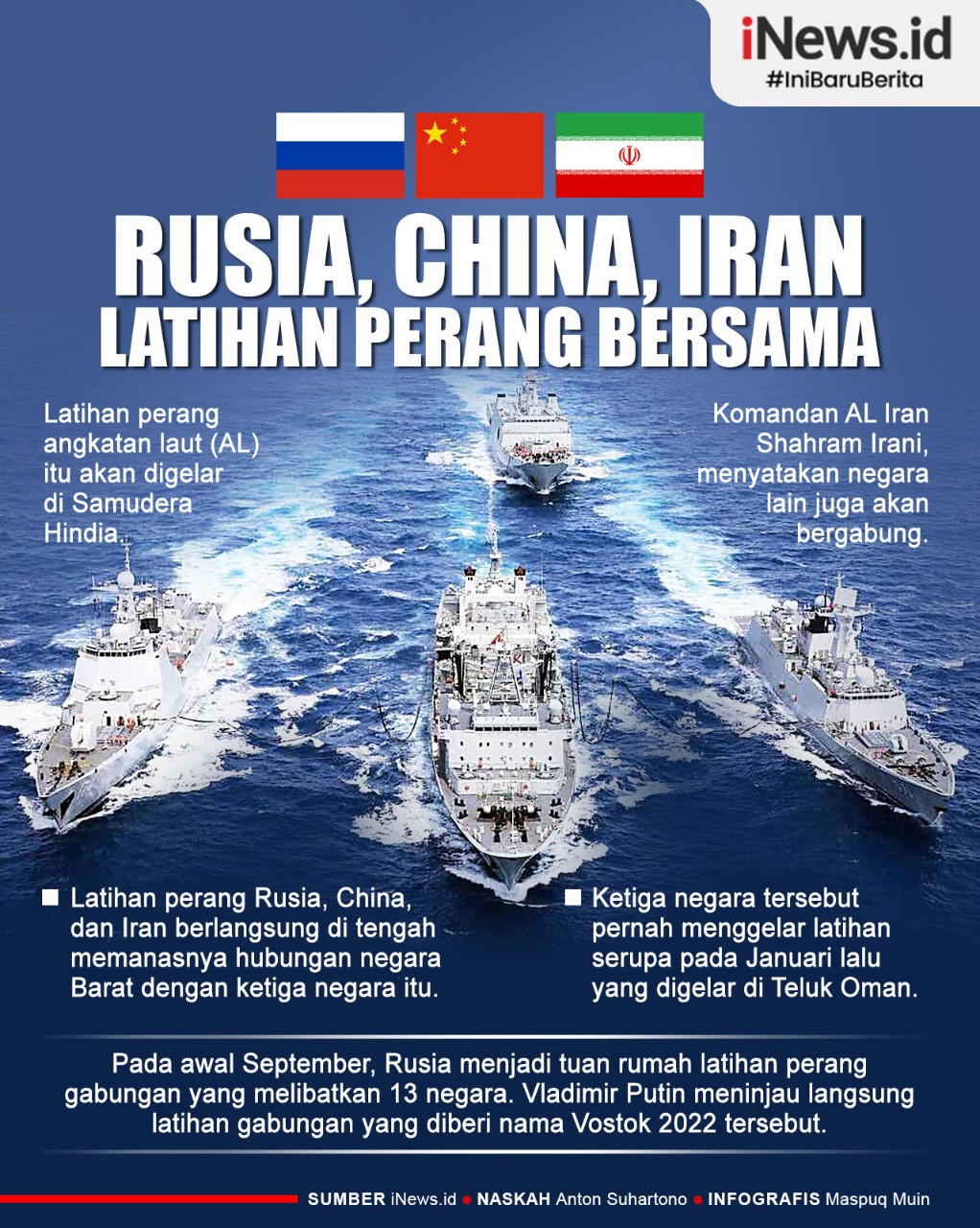 Infografis Rusia, Iran, dan China Latihan Perang Bersama