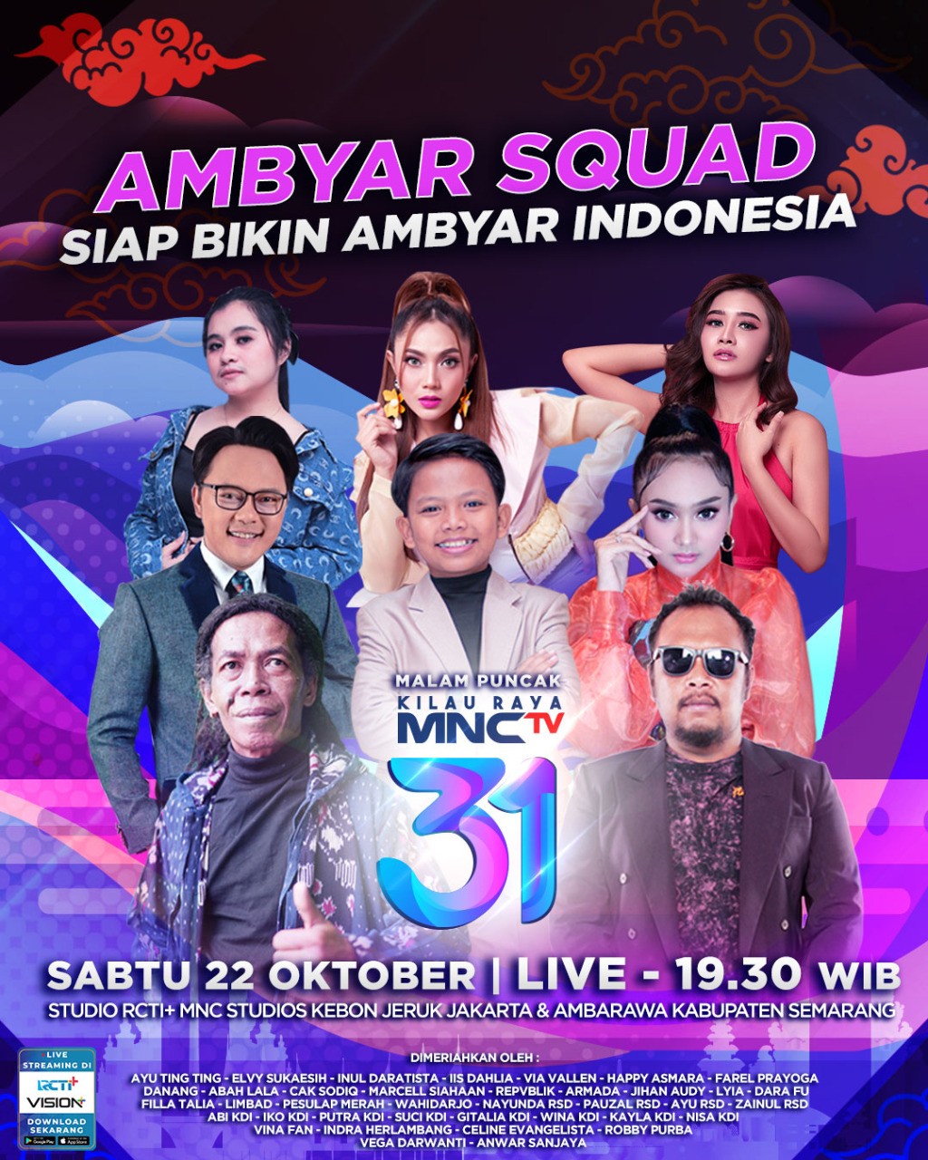 Abah Lala, Farel Prayoga, dan Para Bintang Ambyar Squad Berkolaborasi di Malam Puncak Kilau Raya MNCTV 31