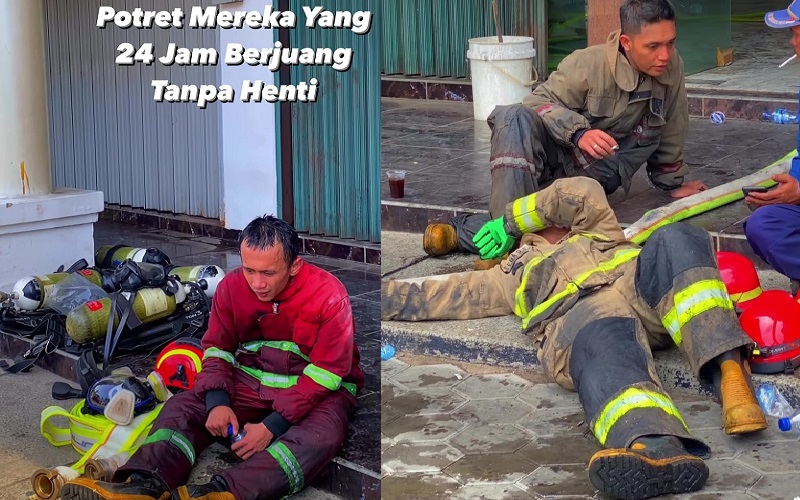 Viral Video Petugas Kelelahan Padamkan Kebakaran Gudang Tripleks di Bandung, Netizen: Respect!