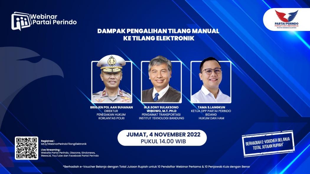 Besok, Webinar Partai Perindo Kupas Habis Pergantian Tilang Manual ke e-TLE