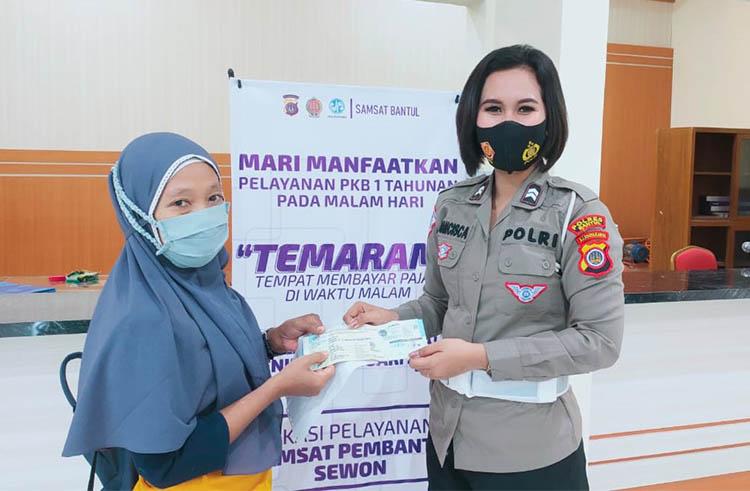 Polres Bantul Layani Pajak Kendaraan di Malam Hari Lewat Program Temaram 