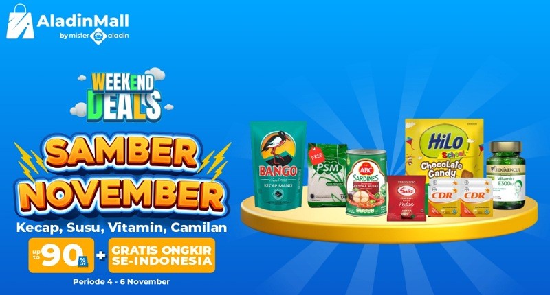 Cuma 3 Hari! Dapatkan Diskon s.d 90% + Gratis Ongkir se-Indonesia hanya di AladinMall by Mister Aladin