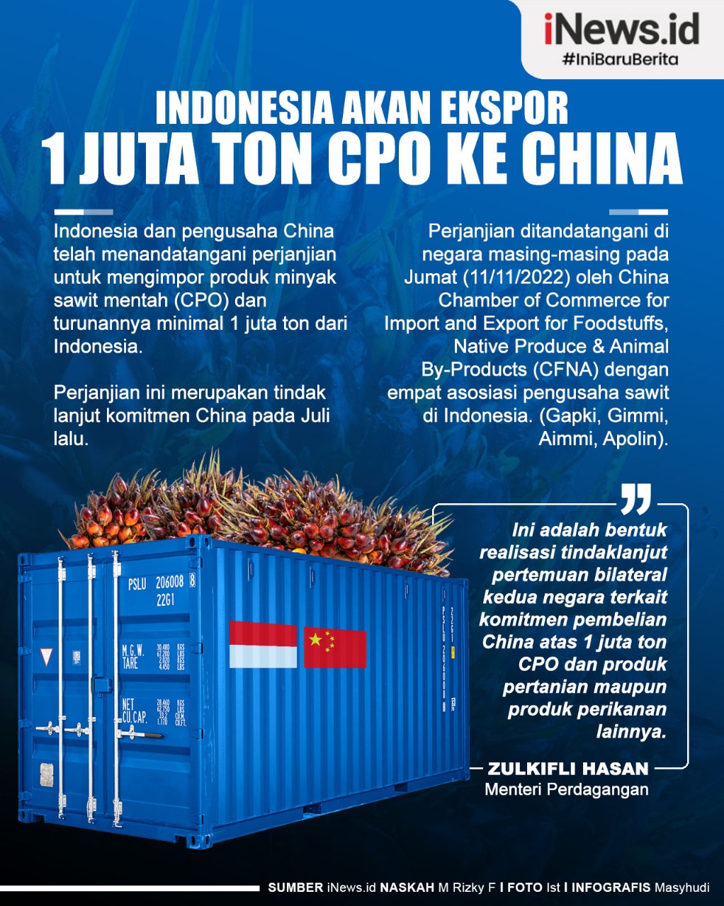 Infografis Indonesia Akan Ekspor 1 Juta Ton CPO ke China