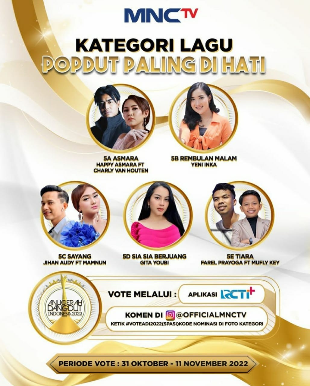 Happy Asmara, Yeni Inka hingga Farrel Berebut Jadi Lagu Pop Dangdut Paling Di Hati di ADI 2022