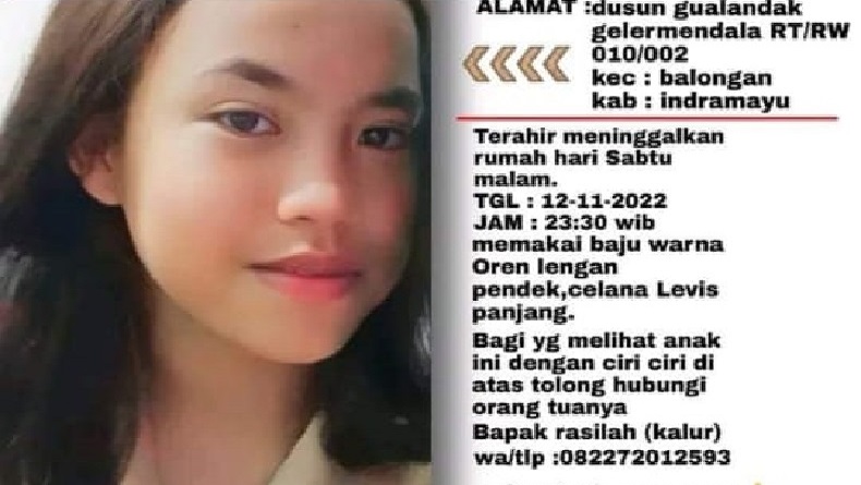 ABG Balongan Indramayu Kabur dari Rumah seusai Bertengkar dengan Kakak