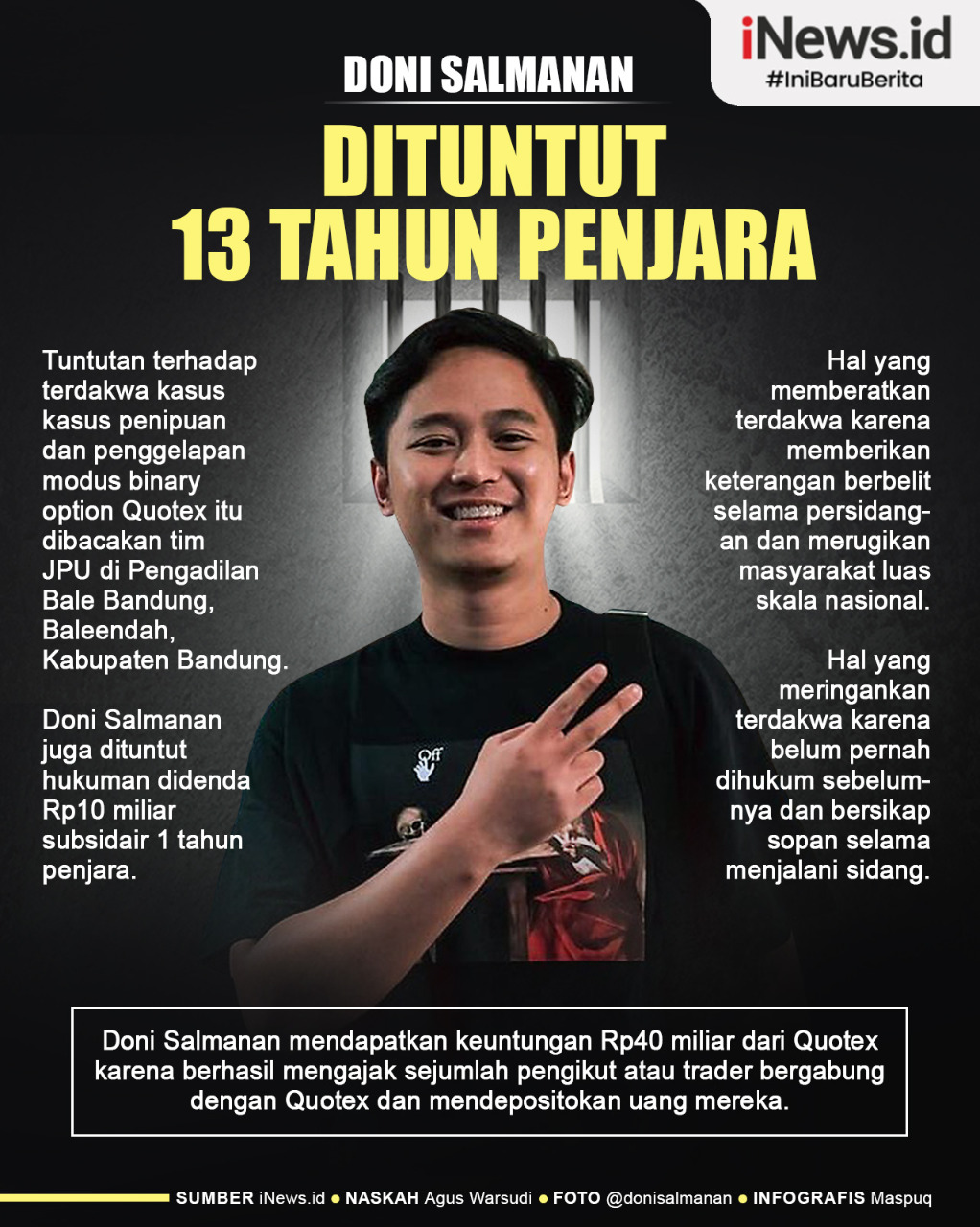 Infografis Doni Salmanan Dituntut 13 Tahun Penjara