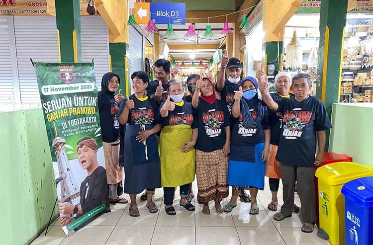 Pedagang Pasar Beringharjo Kompak Dukung Ganjar Pranowo