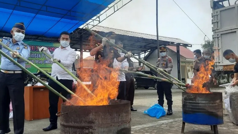 Kejari Pariaman Musnahkan Barang Bukti 15 Kg Ganja dan 37,6 Sabu