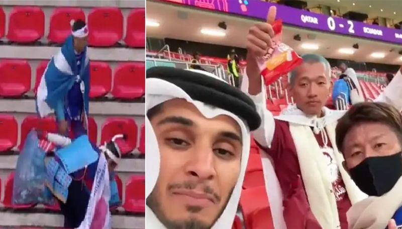 Netizen Terpukau Fans Jepang Pungut Sampah di Stadion Piala Dunia 2022: Padahal Bukan Laga Mereka!