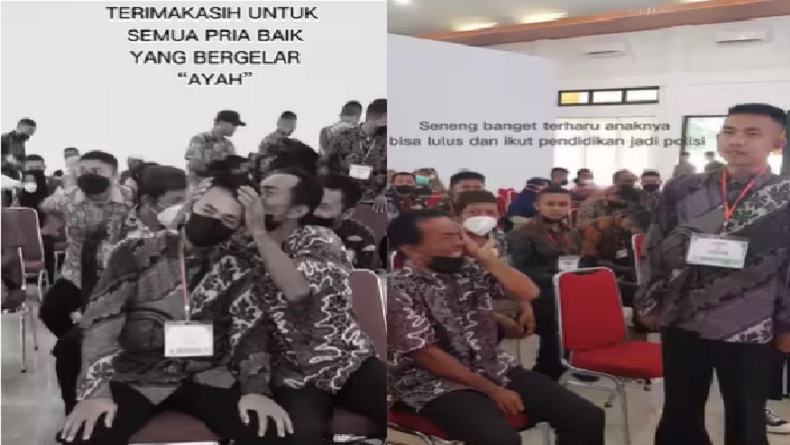 Viral Buruh Bangunan Menangis Haru Cium Kepala Anak yang Lolos Tamtama Brimob Polda Babel