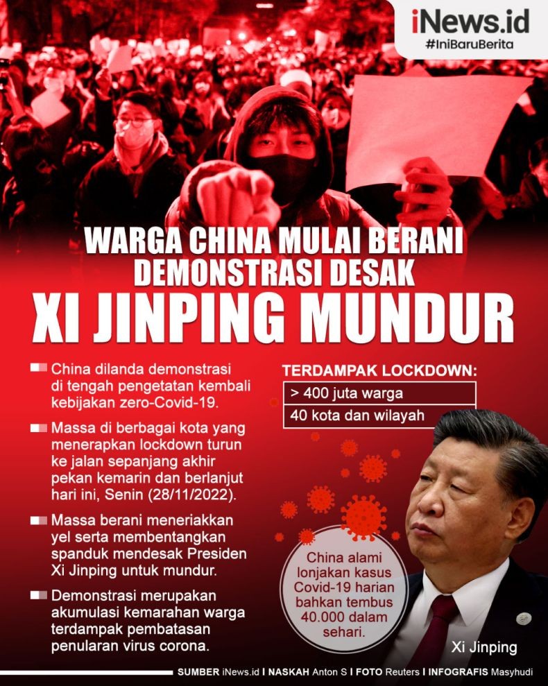 Infografis Demonstran China Desak Xi Jinping Mundur