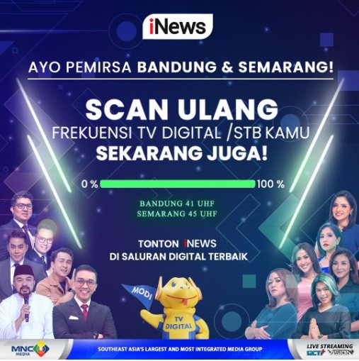 Ayo Warga Bandung dan Semarang Tonton iNews di Kanal 41 UHF dan 45 UHF, Saluran Digital Terbaik