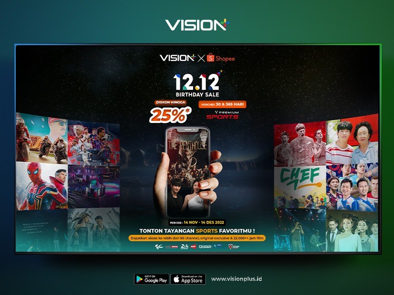 Jangan Lewatkan Streaming Murah Akhir Tahun, Nikmati Promo 25% Vision+ di Shopee Birthday Sale 12.12