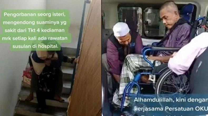 Haru, Video Istri Gendong Suami Turun 4 Lantai karena Lumpuh Viral