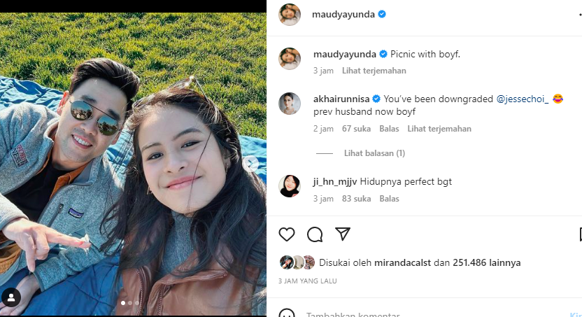 Maudy Ayunda Pamer Kemesraan saat Piknik Bareng Suami, Netizen: Hidupnya Sempurna Banget