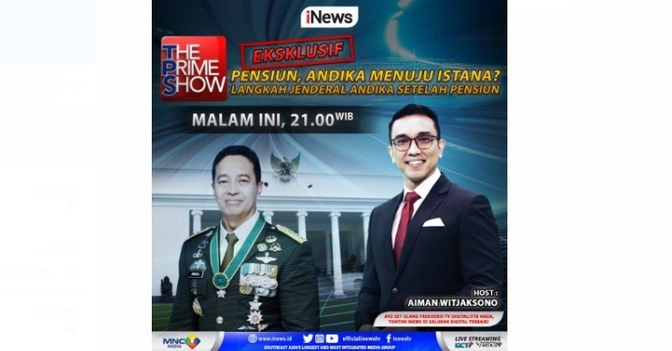 Jenderal Andika Perkasa Ungkap Langkah Usai Pensiun, Selengkapnya di The Prime Show Bersama Aiman Witjaksono