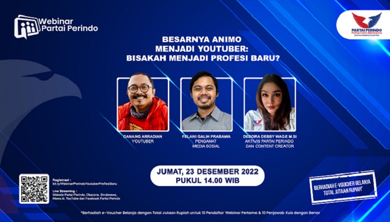 YouTuber, Profesi Menggiurkan atau Bikin Tekor? Simak Pembahasannya di Webinar Partai Perindo Besok