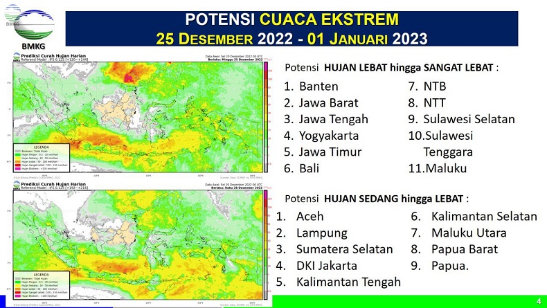 BMKG: Jawa Barat Dilanda Hujan Sangat Lebat selama Periode Natal-Tahun Baru