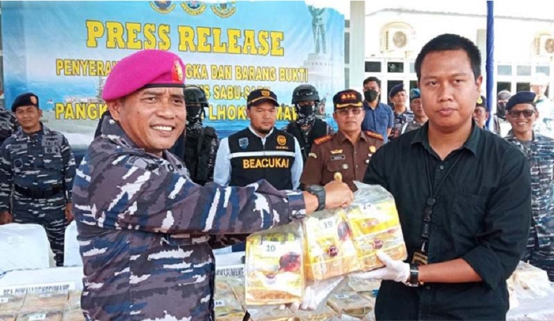 TNI AL Gagalkan Penyelundupan 45 Kg Sabu, Diduga dari Jaringan Internasional