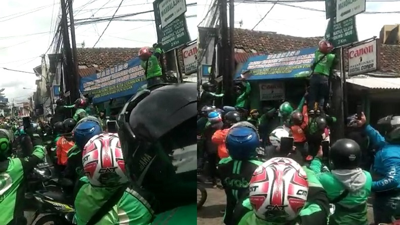 Pengemudi Ojol dan Ojek Pangkalan Berselisih di Pasir Impun Bandung