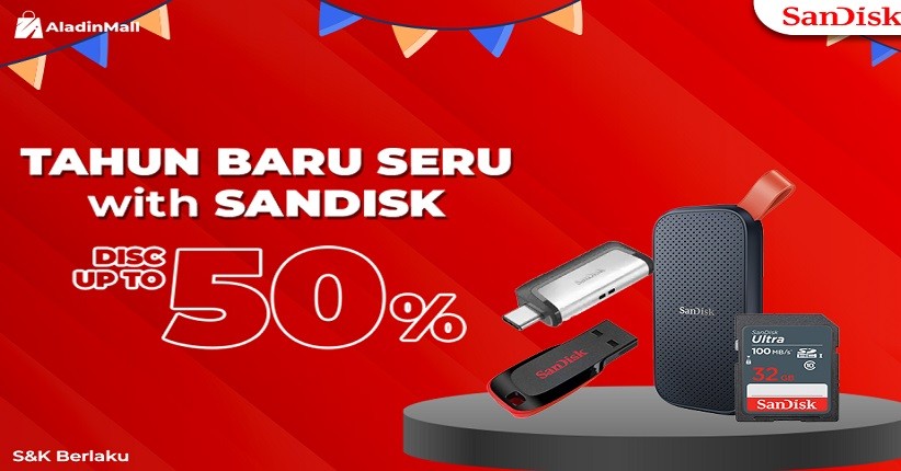 Simpan Data Nggak Perlu Khawatir dengan Flashdisk Sandisk, Ada Diskon s.d 50% + Gratis Ongkir di AladinMall