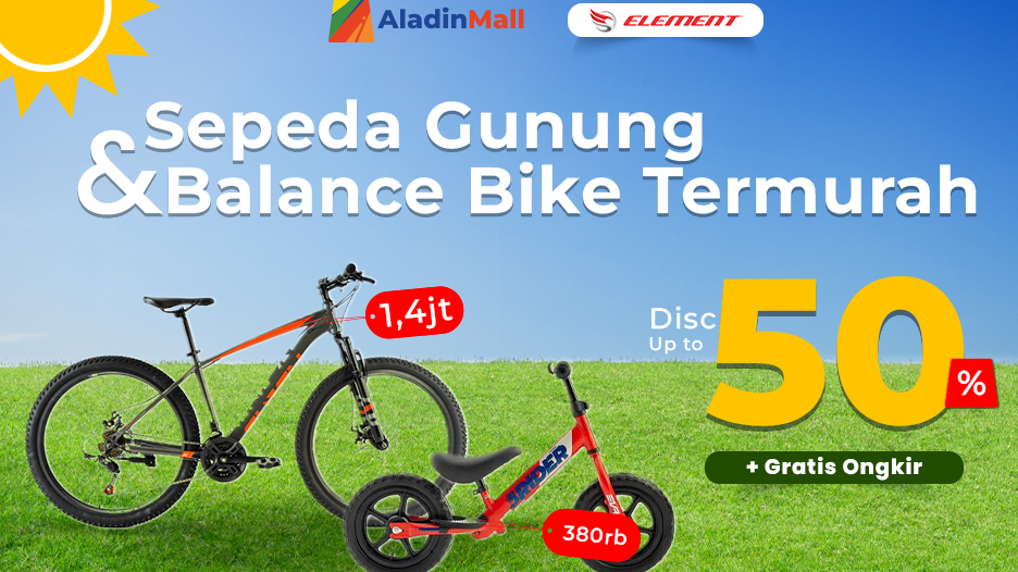 Banting Harga Balance Bike! Ada Diskon s.d 50 persen + Gratis Ongkir di AladinMall!