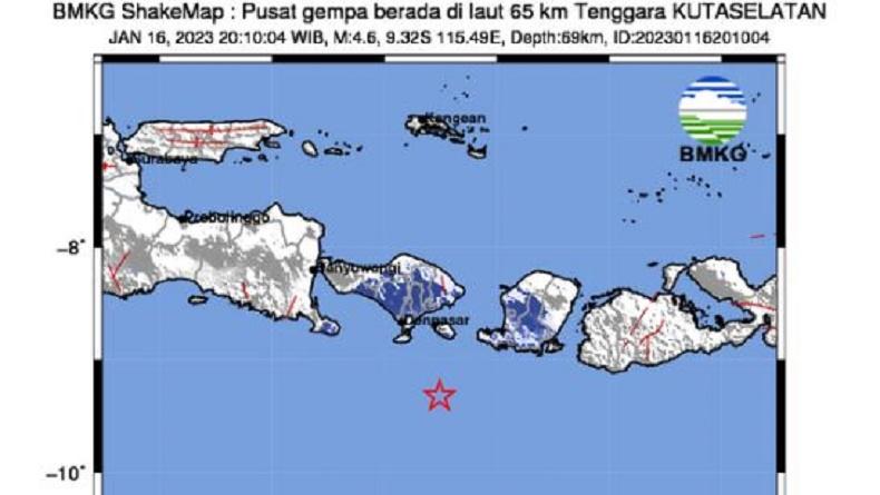 Gempa Terkini M4,6 Guncang Kuta Selatan, Terasa hingga Denpasar dan Jimbaran