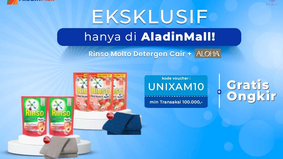 Eksklusif di AladinMall, Dapatkan Promo Bundle Rinso + Sprei dengan Ekstra Diskon + Gratis Ongkir!