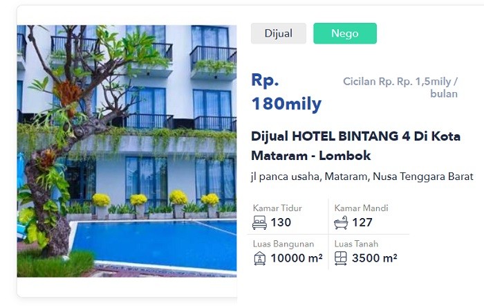  Ribuan Hotel Dijual di Situs Online, Terbanyak di Bali 
