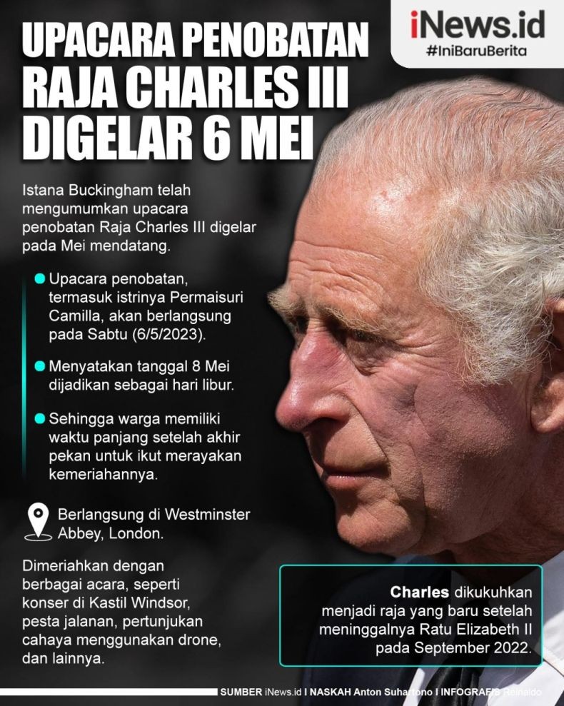 Infografis Upacara Penobatan Raja Charles III pada 6 Mei Akan Digelar Meriah