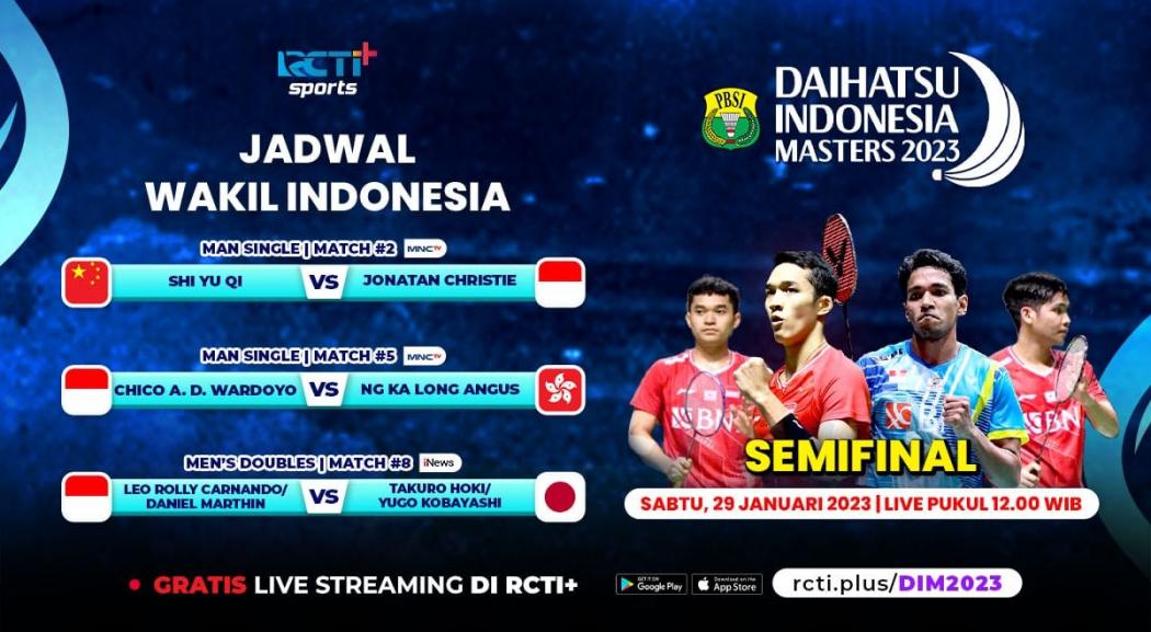 Link Live Streaming Indonesia Masters 2023 Gratis Hari Ini: 3 Wakil Indonesia Incar Tiket Final