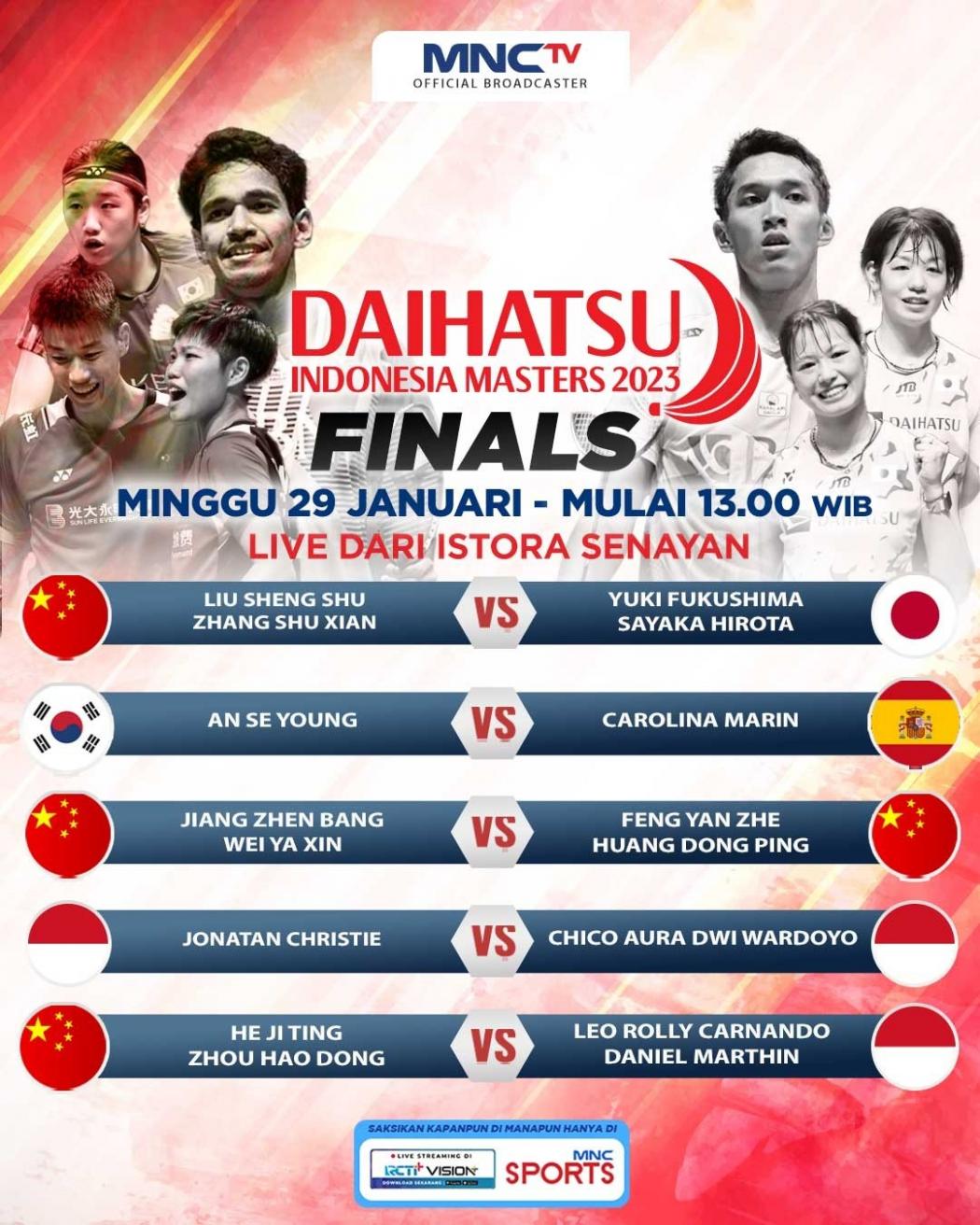 Saksikan Jonatan Christie Vs Chico Aura Wardoyo di Final Daihatsu Indonesia Masters 2023 di MNCTV