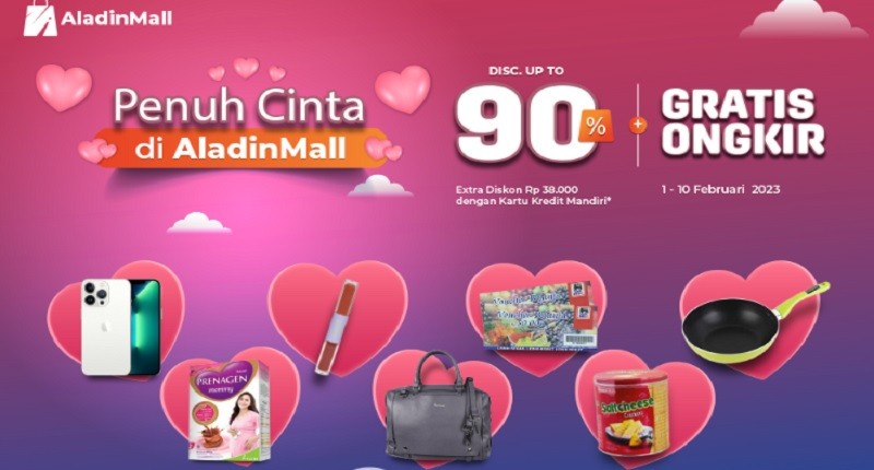 Kejar Promo Penuh Cinta di AladinMall, Ada Diskon s.d 90% + Gratis Ongkir! Buruan Sebelum Kehabisan