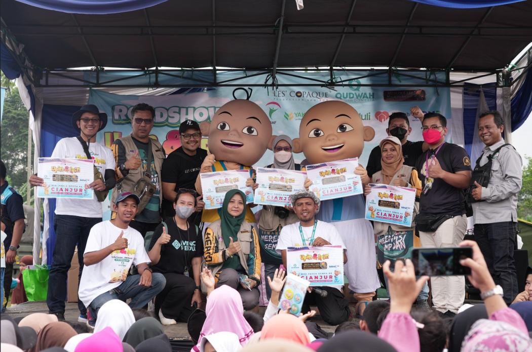 MNC Peduli Hadirkan Upin & Ipin di Cianjur, Hibur Anak-anak Pasca Gempa