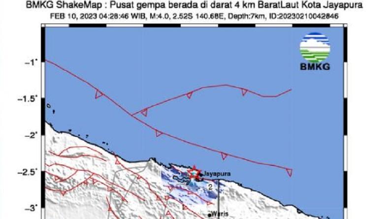 Gempa Terkini M4,0 Guncang Jayapura, BMKG Minta Waspada Guncangan Susulan