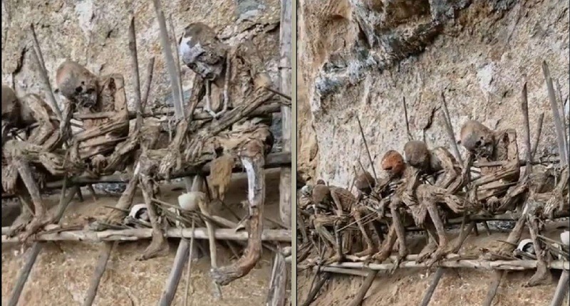 Mengintip Desa Unik Menakutkan, Orang Meninggal Diasapi dan Diletakkan di Tebing Curam 