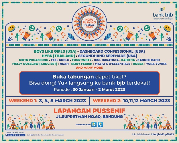Mau Nonton Konser Now Playing Festival 2023? Ini Cara Mudah Dapatkan Tiket bersama bank bjb